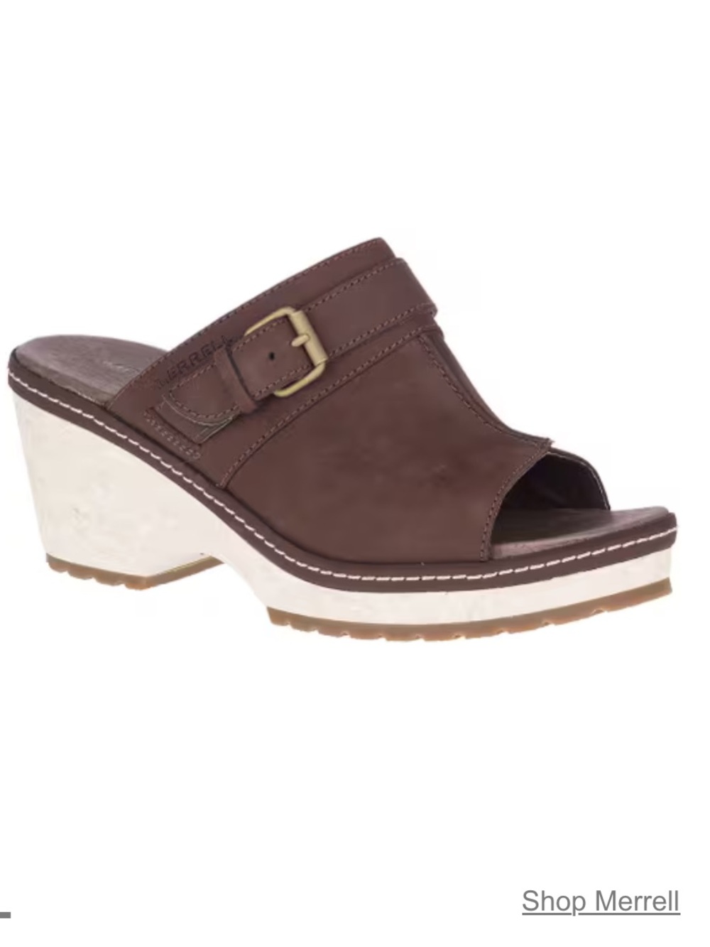 Merrell Women's Halendi Slides - Brown with Cream Wedge